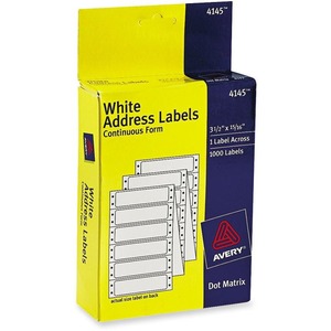 Avery Address Label - 3.5" Width x 0.93" Length, 4.5" Length - Permanent - 1000 / Box - Bright White