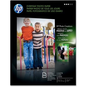 HP Photographic Paper - Letter - 8.5" x 11" - 33lb - Matte - 100 x Sheet