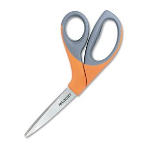 Westcott Elite Office Expert Scissors - 3.5" Cutting Length - 8" Overall Length - Bent - Bent-left/right - Stainless Steel - Orange