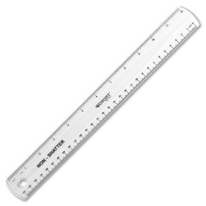Westcott Shatter-proof Ruler - 12" Length 1" Width - 1/16 Graduations - Metric, Imperial Measuring System - Plastic - 1 Each - Clear