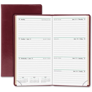 Day-Timer Slim Weekly Planner - Weekly - 3.38" x 6.25" - January till December - 1 Week Per 2 Page(s) - Burgundy