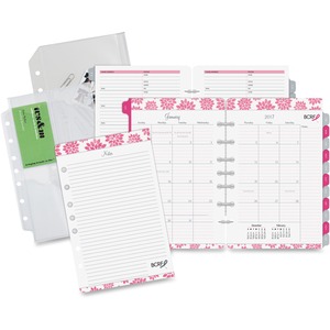 Day-Timer Pink Ribbon Add-In Packs - Monthly - 5.5" x 8.5" - January till December - 1 Month Per 2 Page(s) - Vinyl Pouch