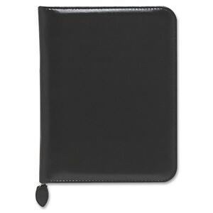 Day-Timer Verona Leather Zip Closure Organizer Set - Monthly - 5.5" x 8.5" - Leather Cover, Vinyl Pouch - Black