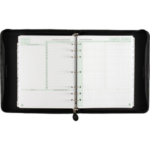 Day-Timer Verona Leather Zip Closure Organizer Set - Monthly - 8.5" x 11" - Leather cover - Black