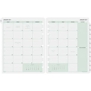 Day-Timer Monthly Calendar Refill - Monthly - 11" x 8.5" - January till December - 1 Month Per 2 Page(s)