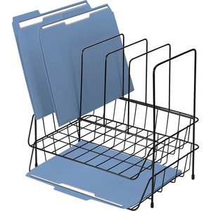 Fellowes Double Tray with Sorter - 12.5" x 13.75" x 10.12" - Steel - Black