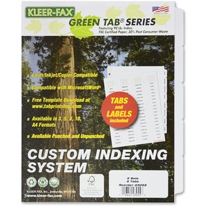 Kleer-Fax Custom Indexing System - 5 x Tab Printed 1 to 5 - 8.5" x 11" - 5 / Pack - White Divider - Clear Tab