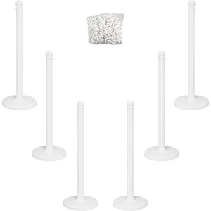 TATCO Plastic Stanchion - 39" High White Plastic Post - 14" Diameter Base White Base