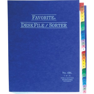 Wilson Jones 1-31 Favorite Desk File Sorter - Printed 1-31 - 10" x 12" - 1 Each - Blue Divider