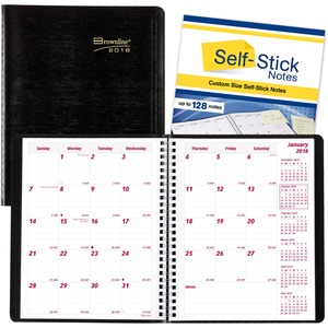 Rediform PlannerPlus Monthly Planner - Monthly - 7.12" x 8.88" - December till January - 1 Month Per 2 Page(s) - Black