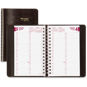 Rediform Carbonless Daily Planner - Daily - 5" x 8" - January till December - 7:00 AM to 8:45 PM - 1 Day Per 1 Page(s) - Black