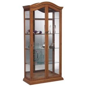 Balt Small Wood Display Cases - 36.5" x 16" x 77" - Wood - 4 x Shelf(ves) - Mirrored Back, Security Lock - Glass Door - Mahogany