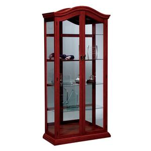Balt Small Wood Display Cases - 36.5" x 16" x 77" - Wood - 4 x Shelf(ves) - Mirrored Back, Security Lock - Glass Door - Cherry