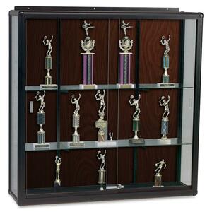 Balt Wall Mount Display Case - 48" x 16" x 48" - Glass - Walnut