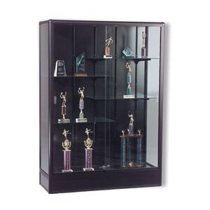 Balt Elite Freestanding Display Case - 48" x 18" x 66" - Glass, Aluminum - 5 x Shelf(ves) - Security Lock - Glass Door - Black
