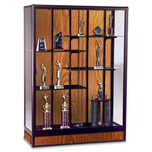 Balt Elite Freestanding Display Case - 72" x 18" x 66" - Glass, Aluminum - Security Lock - Glass Door - Oak