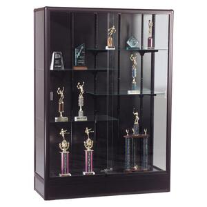 Balt Elite Freestanding Display Case - 72" x 18" x 66" - Glass, Aluminum - 5 x Shelf(ves) - Security Lock, Illuminated - Glass Door - Black