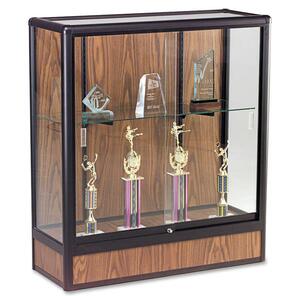 Balt Counter Height Display Case - 36" x 14" x 40" - Glass, Aluminum - 1 x Shelf(ves) - Glass Door - Oak