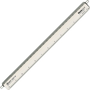 Chartpak Architectural Triangular Scale - 12" Length 1" Width - 1/16 Graduations - Imperial, Metric Measuring System - Aluminum - 1 Each - White