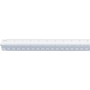 Chartpak Architectural Triangular Scale - 12" Length 1" Width - 3/32 Graduations - Imperial, Metric Measuring System - Plastic - 1 Each - White