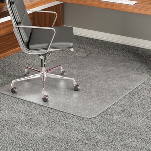 Deflect-o Beveled Edge Chair Mat - 60" Length x 60" Width x 0.33" Thickness Overall - 10" Length x 30" Width Lip - Vinyl - Clear