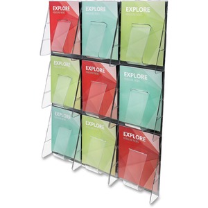 Deflect-o 9-Pocket Wall Mount Literature Rack - 27.37" x 36" x 2.87" - 9 Pocket(s) - Plastic - Clear