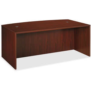 Basyx BL Series Desk Shell with Bow Front Top - 72" Width x 42" Depth x 29" Height - Straight Edge - Wood - Mahogany Top, Mahogany Frame