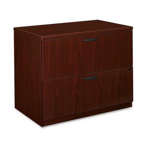 Basyx BL Series Lateral File with Two Drawers - 36" Width x 22" Depth x 29" Height - 2 Drawer - Straight Edge - Wood - Mahogany