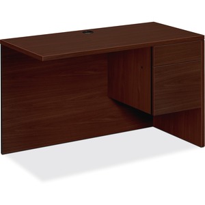 HON 10500 Series Right Return - 48" Width x 24" Depth x 29.5" Height - 2 Drawer - Single Pedestal on Right Side - Square Edge - Wood - Mahogany Top, Mahogany Frame