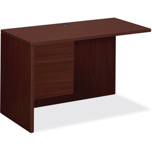 HON 10500 Series Left Return - 48" Width x 24" Depth x 29.5" Height - 2 Drawer - Single Pedestal on Left Side - Square Edge - Wood - Mahogany Top, Mahogany Frame