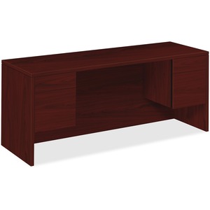 HON 10500 Series Kneespace Credenza - 72" Width x 24" Depth x 29.5" Height - 4 Drawer - Double - Square Edge - Wood - Mahogany Top, Mahogany Frame