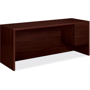 HON 10500 Series Right Pedestal Credenza - 72" Width x 24" Depth x 29.5" Height - 2 Drawer - Single Pedestal on Right Side - Square Edge - Wood - Mahogany Top, Mahogany Frame