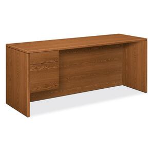 HON 10500 Series Left Pedestal Credenza - 72" Width x 24" Depth x 29.5" Height - 2 Drawer - Single Pedestal on Left Side - Square Edge - Wood - Medium Oak Top