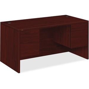 HON 10500 Series Double Pedestal Desk - 60" Width x 30" Depth x 29.5" Height - 4 Drawer - Double - Square Edge - Wood - Mahogany Top, Mahogany Frame