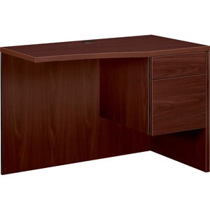 HON 10500 Series Curved Right Return - 42" Width x 24" Depth x 29.5" Height - 2 Drawer - Single Pedestal on Right Side - Square Edge - Wood - Mahogany Top, Mahogany Frame