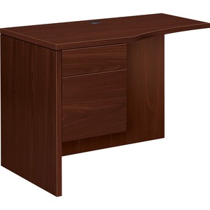 HON 10500 Series Curved Left Return - 42" Width x 24" Depth x 29.5" Height - 2 Drawer - Single Pedestal on Left Side - Square Edge - Wood - Mahogany Top