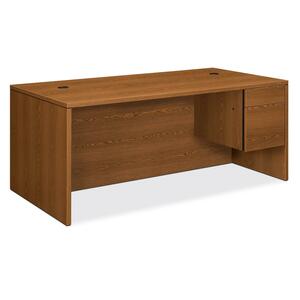 HON 10500 Series Right Single Pedestal Desk - 72" Width x 36" Depth x 29.5" Height - 2 Drawer - Single Pedestal on Right Side - Square Edge - Wood - Medium Oak Top
