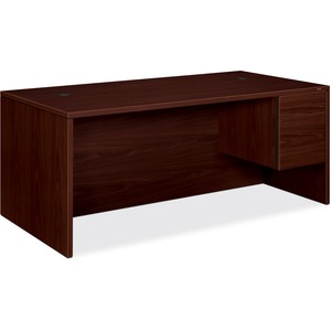 HON 10500 Series Right Single Pedestal Desk - 72" Width x 36" Depth x 29.5" Height - 2 Drawer - Single Pedestal on Right Side - Square Edge - Wood - Mahogany Top, Mahogany Frame