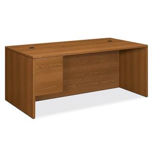 HON 10500 Series Left Return Pedestal Desk - 72" Width x 36" Depth x 29.5" Height - 2 Drawer - Single Pedestal on Left Side - Square Edge - Wood - Medium Oak Top