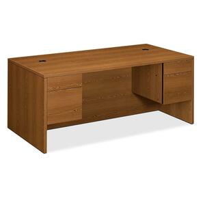 HON 10500 Series Double Pedestal Desk - 72" Width x 36" Depth x 29.5" Height - 4 Drawer - Double - Square Edge - Wood - Medium Oak Top