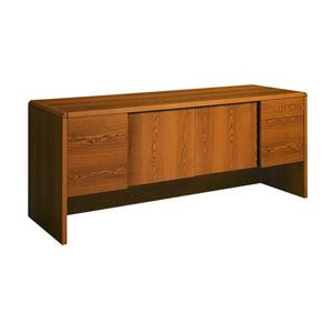 HON 10600 Series Oak Credenzas with Knee Space - Rectangle - 4 Drawer - 24" x 72" x 29.5" - Hardwood - Medium Oak
