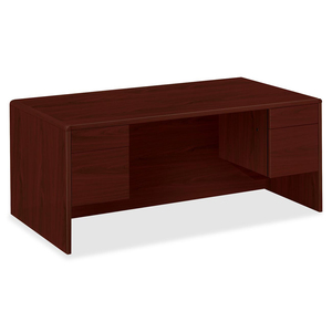 HON 10600 Series Double Pedestal Desk - 60" Width x 30" Depth x 29.5" Height - 4 Drawer - Double - Radius Edge - Particleboard - Mahogany Top, Mahogany Frame