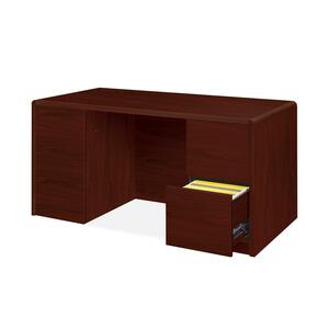 HON 10600 Series Double Pedestal Desk - 60" Width x 30" Depth x 29.5" Height - 5 Drawer - Double - Radius Edge - Particleboard - Mahogany Top, Mahogany Frame