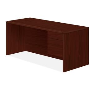 HON 10600 Series Right Single Pedestal Desk - 66" Width x 30" Depth x 29.5" Height - 2 Drawer - Single Pedestal on Right Side - Radius Edge - Particleboard - Mahogany Top, Mahogany Frame