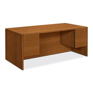 HON 10600 Series Pedestal Desk - Rectangle - 36" x 72" x 29.5" - Particleboard - Medium Oak