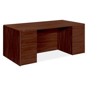 HON 10600 Series Double Pedestal Desk - 72" Width x 36" Depth x 29.5" Height - 5 Drawer - Double - Radius Edge - Particleboard - Mahogany Top, Mahogany Frame