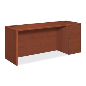 HON 10700 Series Single Right Pedestal Desk - 72" Width x 24" Depth x 29.5" Height - 2 Drawer - Single Pedestal on Right Side - Waterfall Edge - Wood - Henna Cherry