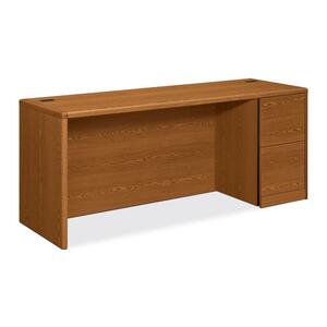 HON 10700 Series Credenza with Full-Height Right Pedestal - 72" Width x 24" Depth x 29.5" Height - 2 Drawer - Single Pedestal on Right Side - Waterfall Edge - Wood - Medium Oak Top
