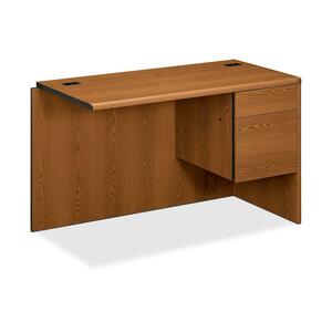 HON 10700 Series "L" Workstation Right Return - 48" Width x 24" Depth x 29.5" Height - Single Pedestal on Right Side - Waterfall Edge - Wood - Medium Oak Top