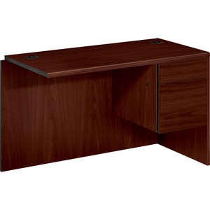 HON 10700 Series "L" Workstation Right Return - 48" Width x 24" Depth x 29.5" Height - 2 Drawer - Single Pedestal on Right Side - Waterfall Edge - Wood - Mahogany Top